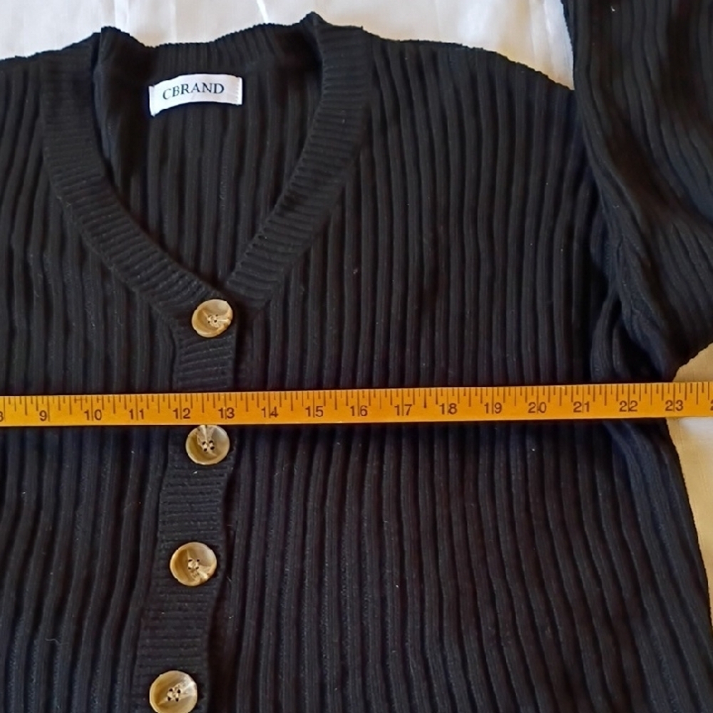 Black Ribbed Button-Up Sweater Cbrand Size M - Picture 4 of 9